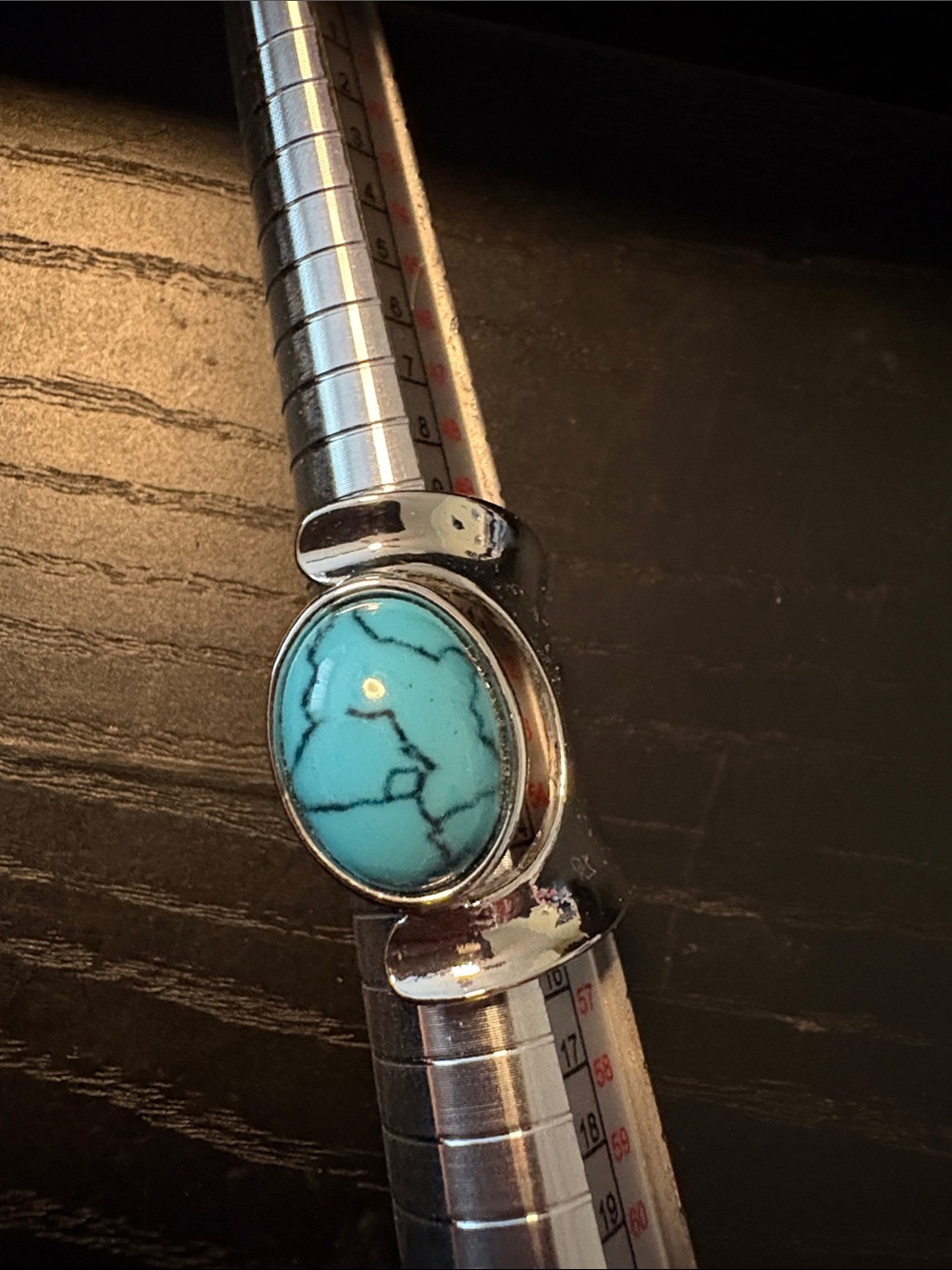 Silver Ring with Turquoise Stone - Blue Accent J21